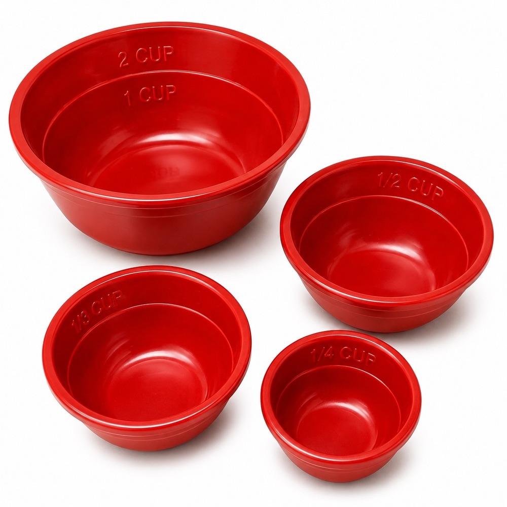 Sur La Table Red Melamine Nesting Prep Bowls Set of 4 Measuring Bowls